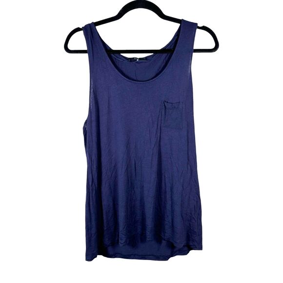 COS Navy Blue Flowy Sleeveless Pocket Tee Blouse Size Large - Picture 1 of 5